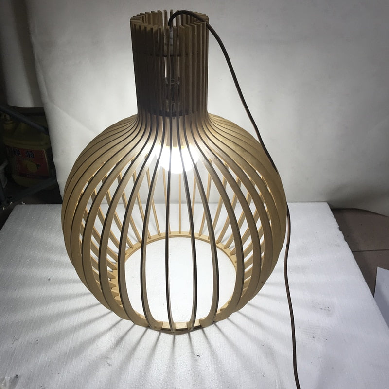 Birdcage Weaving Wooden Pendant Lamp - Warmly Lights