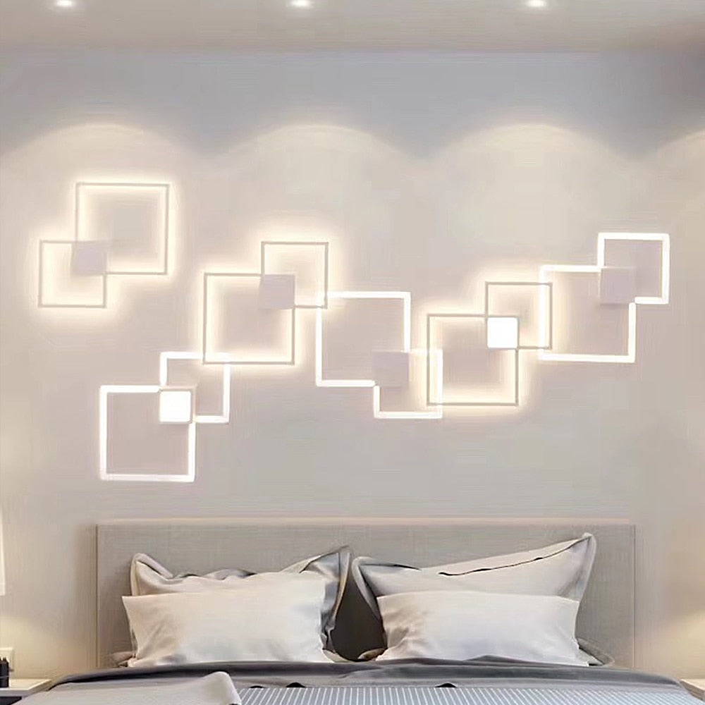 Black-White Square Wall Decoration Lamp - Warmly Lights