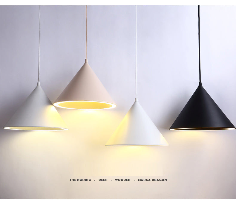 Krorat - Modern LED Cafe Bar Restaurant Nordic Cone Hanging Lamp - Warmly Lights